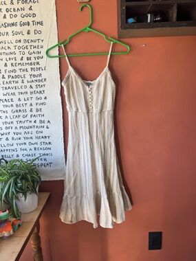 aerie Cream Mini Dress with Pastel Stripes